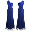 Women's One Shoulder Evening Dresses Pleat Beading Sequin Mermaid Party Gown Blue | Vimost Shop.