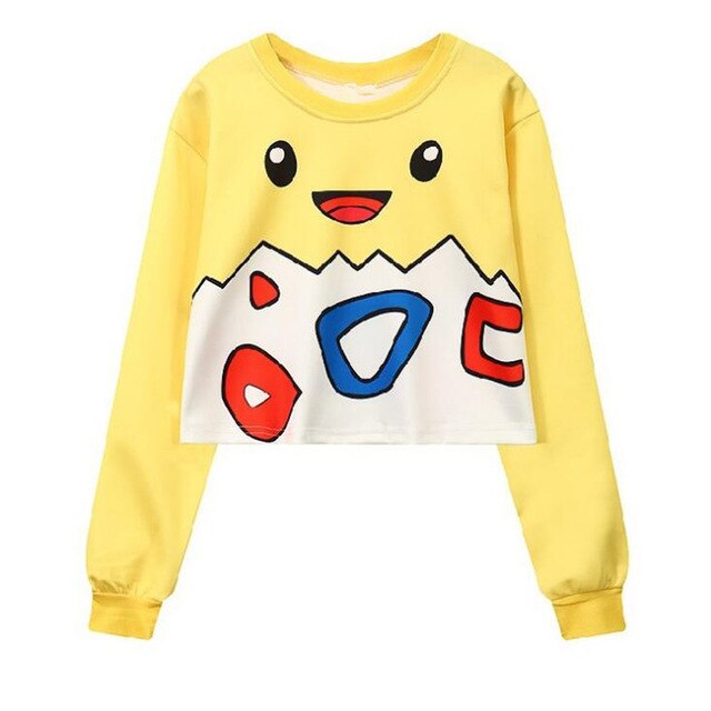 Girl Crop TopsHarajuku Cute Cartoon Printed Sweaters | Vimost Shop.