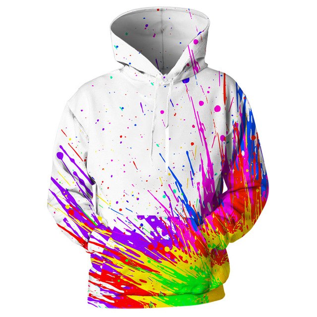 3d print harajuku Splash Paint Print Rainbow Hoodies | Vimost Shop.