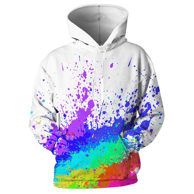 3d print harajuku Splash Paint Print Rainbow Hoodies | Vimost Shop.