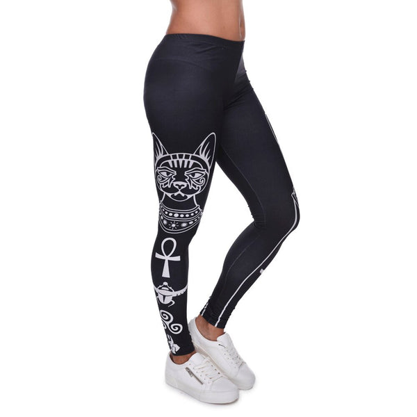 High Elasticity Egyptian cat symbols Printed Fashion Slim fit Legging Workout Trousers Casual Pants Leggings for Women | Vimost Shop.