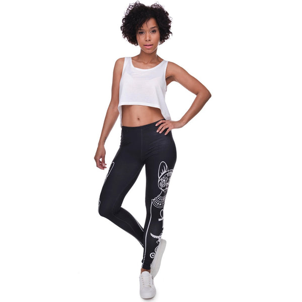 High Elasticity Egyptian cat symbols Printed Fashion Slim fit Legging Workout Trousers Casual Pants Leggings for Women | Vimost Shop.