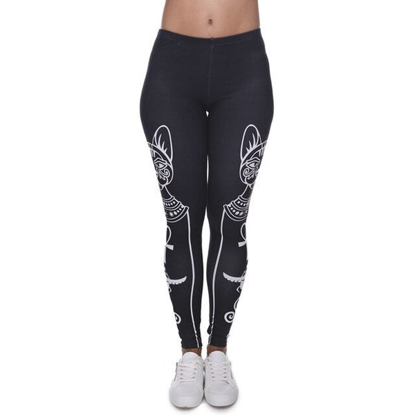 High Elasticity Egyptian cat symbols Printed Fashion Slim fit Legging Workout Trousers Casual Pants Leggings for Women | Vimost Shop.