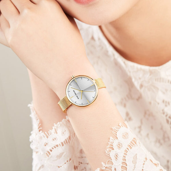 Royal Women Watches Quartz Clock Ultra Thin Golden Mesh Strap Top Brand Luxury Simple Design Female Relogio Feminino