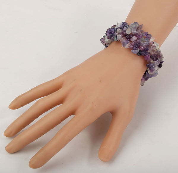 Fluorite Stretch Cuff 5 Layer Braided Chunky Chakra Bracelet Handmade Jewelry gift for Women Teen Girls Wife Mom | Vimost Shop.
