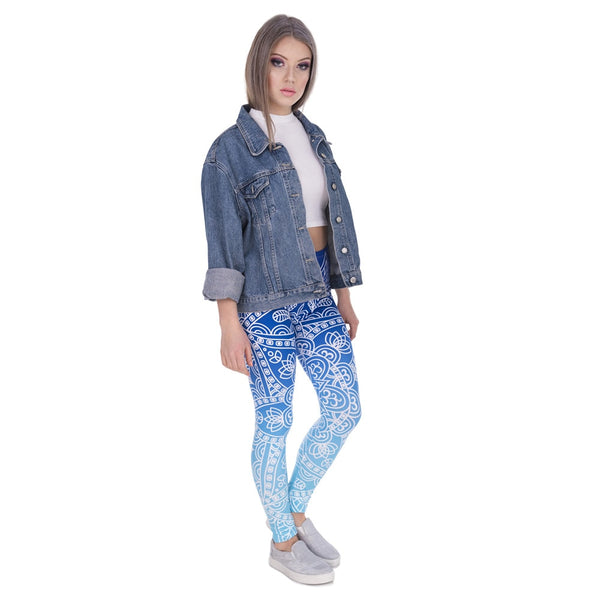 High Quality Women Legins Mandala Ombre Blue Printing Legging Fashion Casual High Waist Woman Leggings | Vimost Shop.