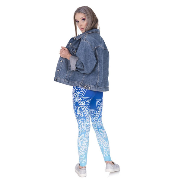 High Quality Women Legins Mandala Ombre Blue Printing Legging Fashion Casual High Waist Woman Leggings | Vimost Shop.