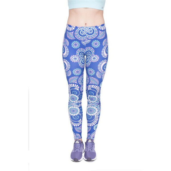 High Quality Women Legins Mandala Ombre Blue Printing Legging Fashion Casual High Waist Woman Leggings | Vimost Shop.