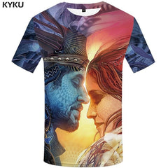 Men Harajuku T-shirts 3d America Tshirt Printed Feather Tshirts Casual Colorful Anime Clothes | Vimost Shop.