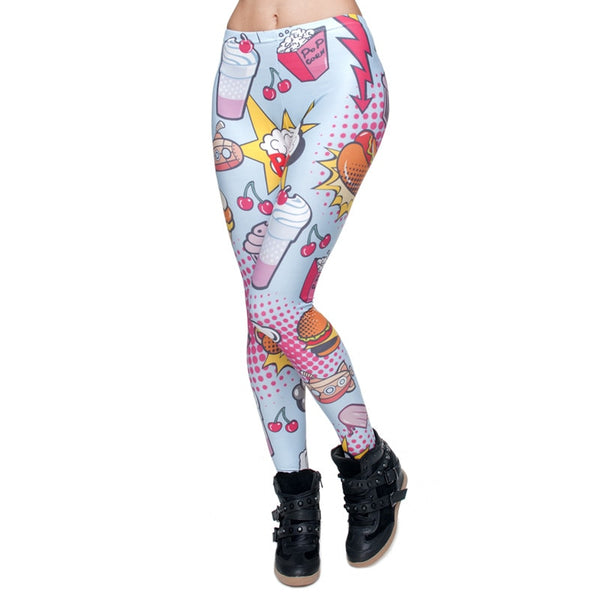 Fashion Fast Food Comix 3D Printing Punk Women Ladies Legging Stretchy Trousers Casual Pants Leggings | Vimost Shop.