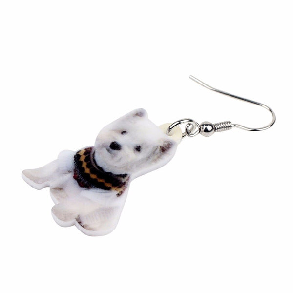 Acrylic West Highland White Terrier Dog Earrings Drop Dangle Cute Fashion Animal Jewelry For Women Girls Teens Gift | Vimost Shop.