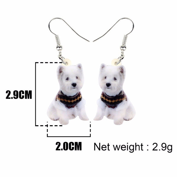 Acrylic West Highland White Terrier Dog Earrings Drop Dangle Cute Fashion Animal Jewelry For Women Girls Teens Gift | Vimost Shop.