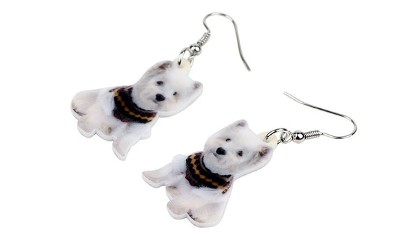 Acrylic West Highland White Terrier Dog Earrings Drop Dangle Cute Fashion Animal Jewelry For Women Girls Teens Gift | Vimost Shop.