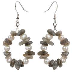 Labradorite Pearl 925 Sterling Silver Drop Dangle Earrings Handmade Custom Jewelry Gifts for Women Her Mom Girls Wife