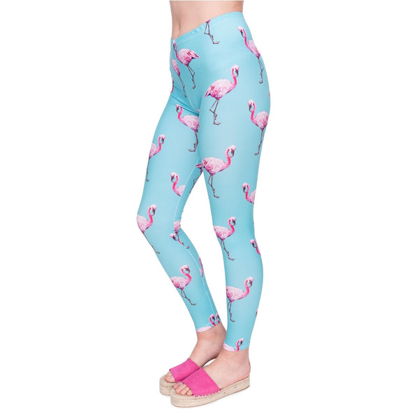 New Fashion Women Legging Cyan Flamingo Printing Leggings High Quality High Waist Woman Pants | Vimost Shop.