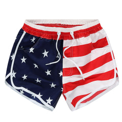 Women Clothes Short Skinny High Waist Sport Female Shorts Elastic Waist American Flag Striped Stars Short Pants | Vimost Shop.