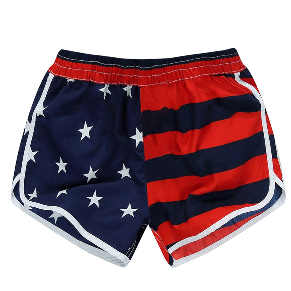 Women Clothes Short Skinny High Waist Sport Female Shorts Elastic Waist American Flag Striped Stars Short Pants | Vimost Shop.