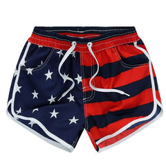 Women Clothes Short Skinny High Waist Sport Female Shorts Elastic Waist American Flag Striped Stars Short Pants