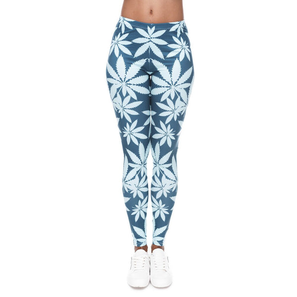 Fashion Leggings Mint Weed Printing Fitness Legging High Stretch Leggins High Waist Slim Sexy Legins Trouser Women Pants | Vimost Shop.