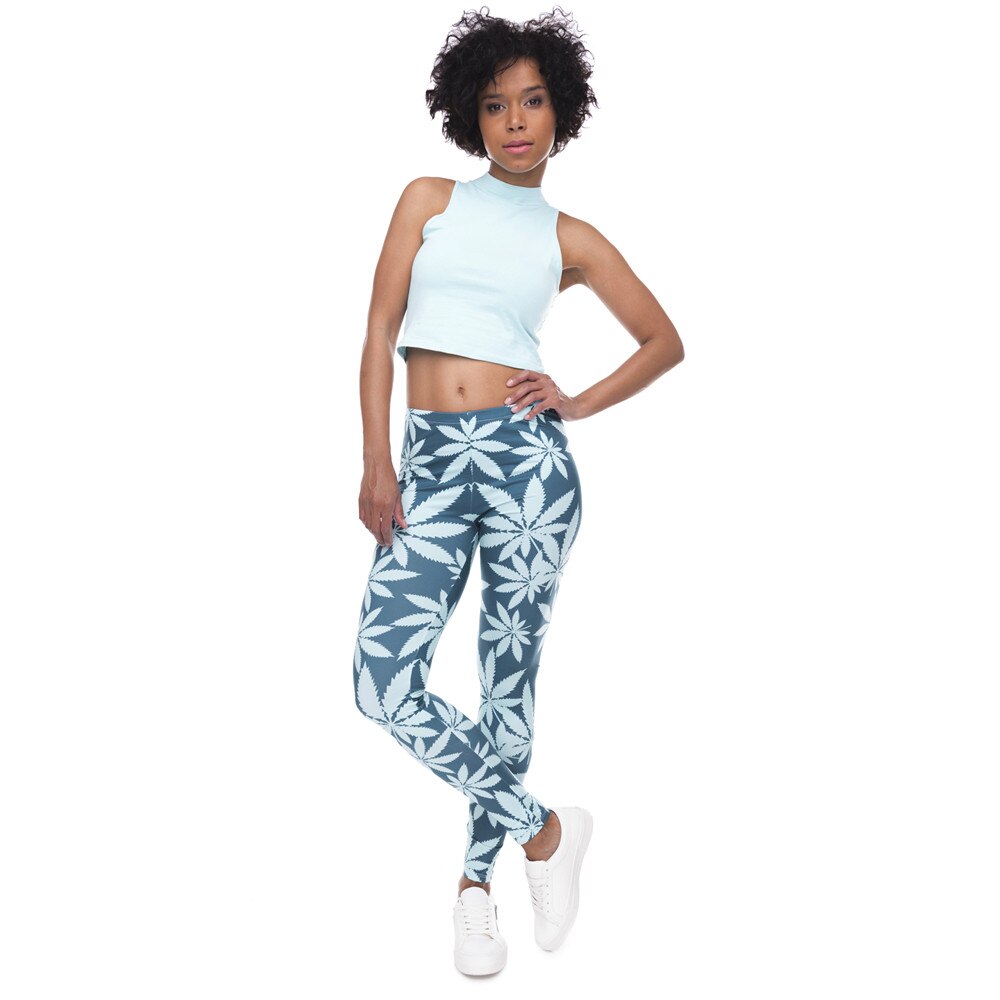 Fashion Leggings Mint Weed Printing Fitness Legging High Stretch Leggins High Waist Slim Sexy Legins Trouser Women Pants | Vimost Shop.
