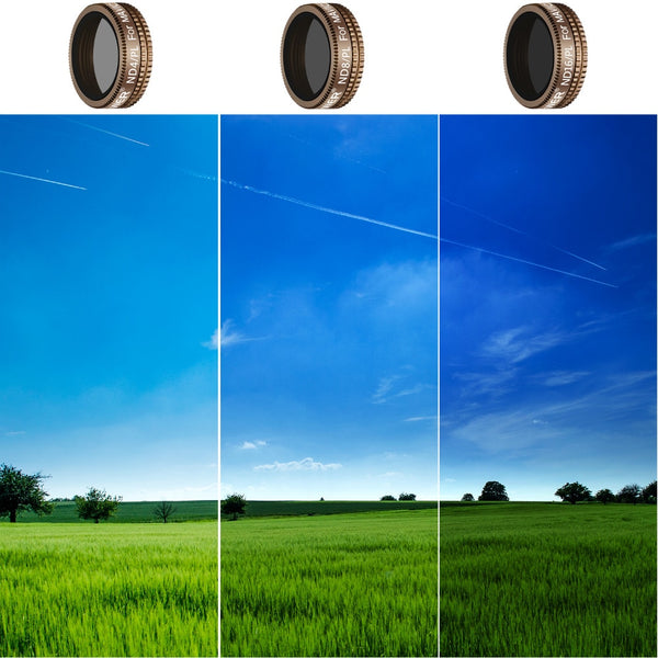 6 Pieces Pro Lens Filter Kit for DJI Mavic Air Drone Quadcopter Includes: ND4  ND8  ND16  ND4/PL  ND8/PL  ND16/PL (Gold) | Vimost Shop.