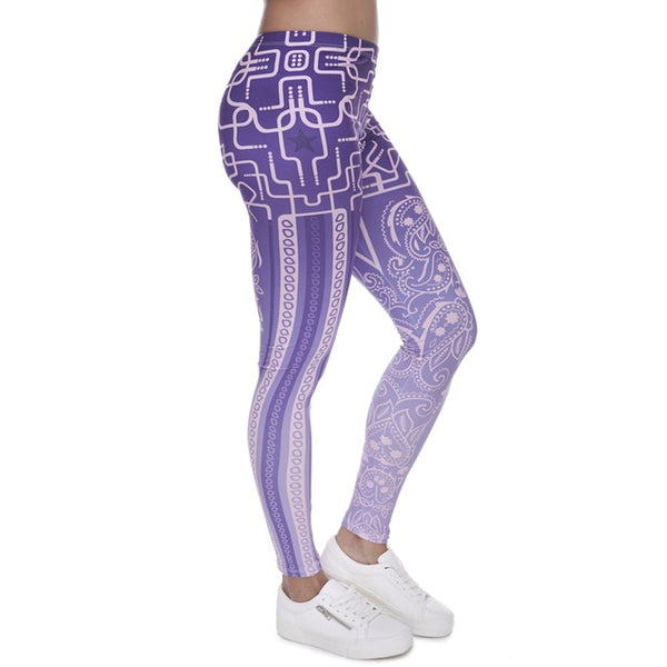 High Elasticity Bandana Printed Womens Fashion Slim Fit Legging Workout Trousers Casual Pants Leggings | Vimost Shop.