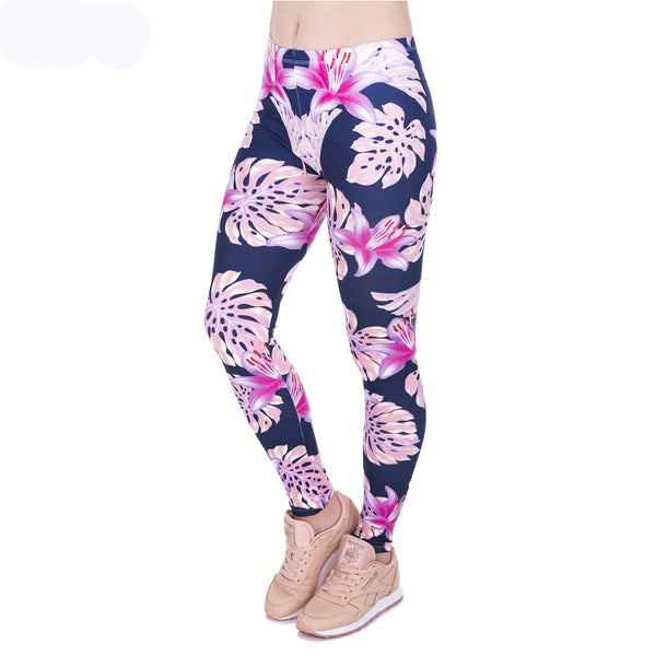 Pink Vegetation Printing Fashion Women Legins Woman Casual Legging High Waist Leggings | Vimost Shop.