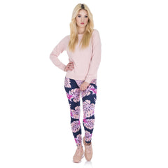 Pink Vegetation Printing Fashion Women Legins Woman Casual Legging High Waist Leggings | Vimost Shop.