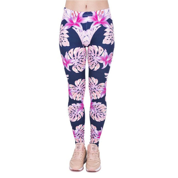 Pink Vegetation Printing Fashion Women Legins Woman Casual Legging High Waist Leggings | Vimost Shop.