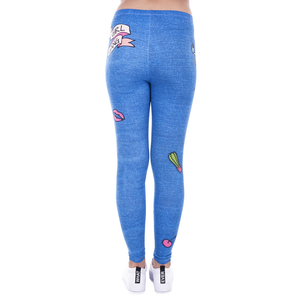 Fashion Legging Female Gang Jeans Design Legins Denim Blue Leggins Printed 100% Brand New Women Leggings Women Pants | Vimost Shop.