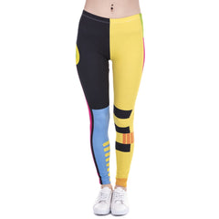 Women Leggings Simple Geometry Splicing Printing Leggins Fitness | Vimost Shop.