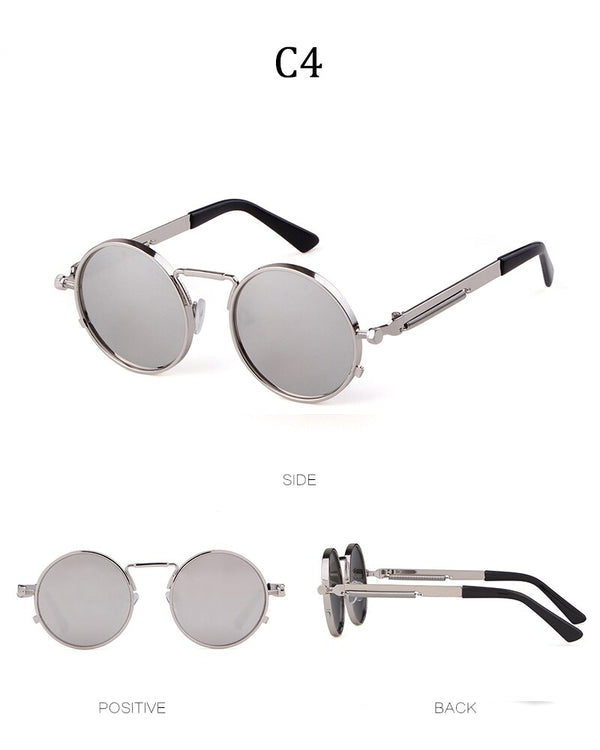 Fashion gothic sunglasses women men brand designer vintage pink metal punk vapor round sun glasses retro shades | Vimost Shop.