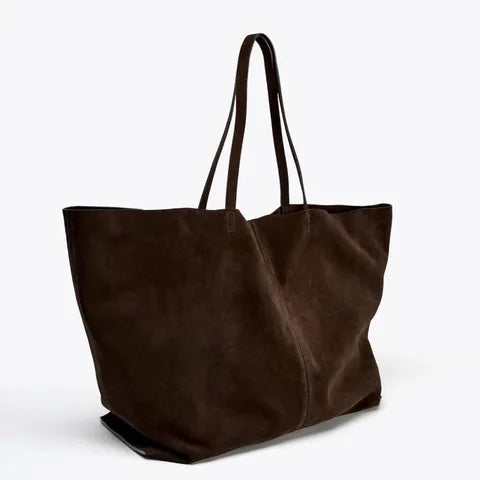 Dark shoulder tote bag with twin handles