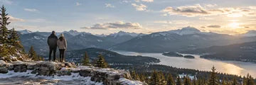winter mountain overlook with two adults