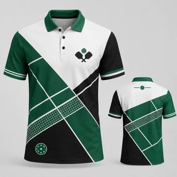 Green, black and white pickleball polo views